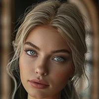 Professional headshot of AI influencer BONI showcasing detailed facial features and expressions