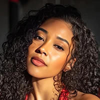 Professional headshot of AI influencer Aisha showcasing detailed facial features and expressions